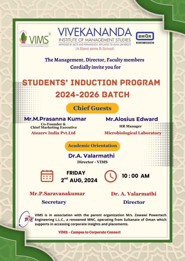 STUDENTS' INDUCTION PROGRAM 2024 - 2026 BATCH